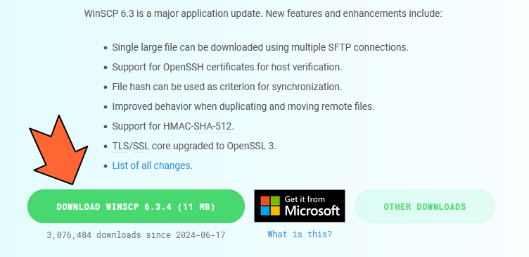 「DOWNLOAD WINSCP」ボタンをクリック