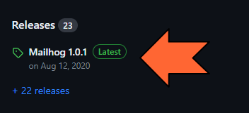Mailhogの最終バージョンの表示をクリック