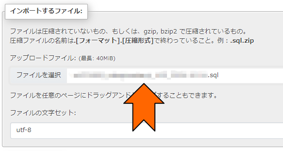 選択したデータベースが表示されていることを確認